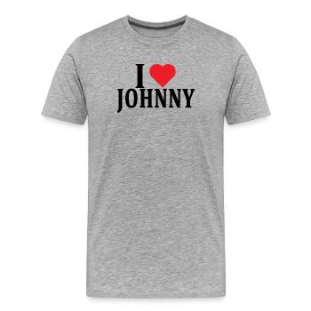 name t-shirt I love Johnny t-shirt gift idea - Men's Premium Organic T-Shirt - heather grey - Front - Damien (186cm)