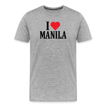 Name T-Shirt I love Manila T-Shirt Geschenkidee - Männer Premium Bio T-Shirt - Grau meliert - Vorne - Damien (186cm)