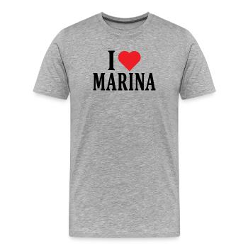 Name T-Shirt I love Marina T-Shirt Geschenkidee - Männer Premium Bio T-Shirt - Grau meliert - Vorne - Damien (186cm)