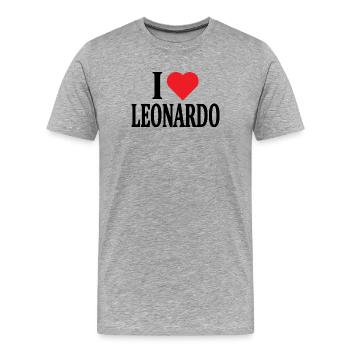 T-Shirt Name I love Leonardo T-Shirt Geschenkidee - Männer Premium Bio T-Shirt - Grau meliert - Vorne - Damien (186cm)