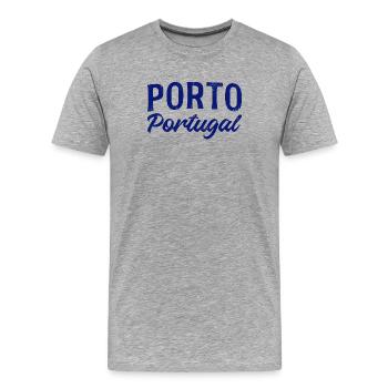 Porto Portugal Schriftzug - Männer Premium Bio T-Shirt - Grau meliert - Vorne - Damien (186cm)