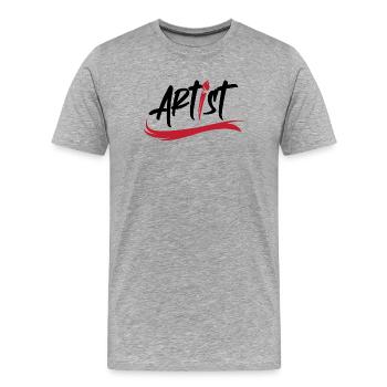 Icône d’art de logo de pinceau d’artiste icône de coup de pinceau - T-shirt bio Premium Homme - gris chiné - Devant - Damien (186cm)