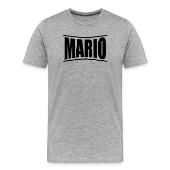 t-shirt Mario t-shirt idée cadeau - T-shirt bio Premium Homme - gris chiné - Devant - Damien (186cm)