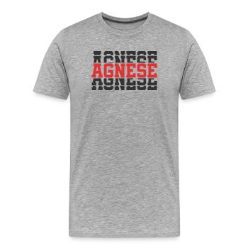 t-shirt Agnese t-shirt idée cadeau texte empilé - T-shirt bio Premium Homme - gris chiné - Devant - Damien (186cm)