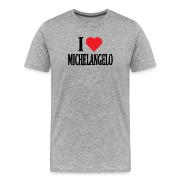 T-Shirt Ich liebe Michelangelo T-Shirt Geschenkidee - Männer Premium Bio T-Shirt - Grau meliert - Vorne - Damien (186cm)