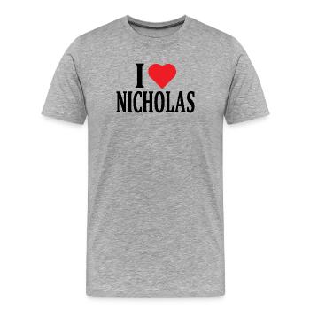 t-shirt I love Nicholas t-shirt gift idea - Men's Premium Organic T-Shirt - heather grey - Front - Damien (186cm)
