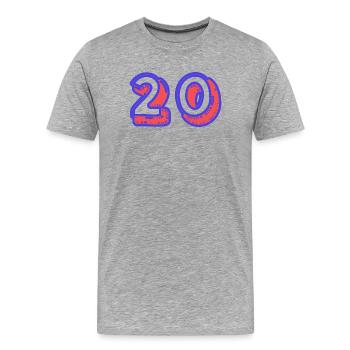 20. 20 JAHRE. 20-JÄHRIGES JUBILÄUM. 20-JÄHRIGES JUBILÄUM. - Männer Premium Bio T-Shirt - Grau meliert - Vorne - Damien (186cm)