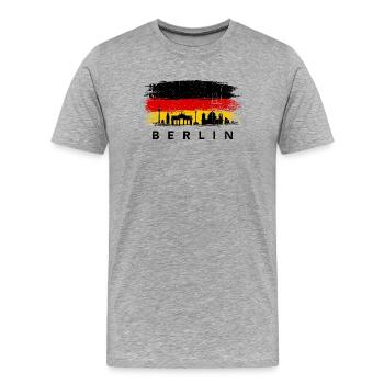 Horizon de Berlin sur drapeau peint - T-shirt bio Premium Homme - gris chiné - Devant - Damien (186cm)