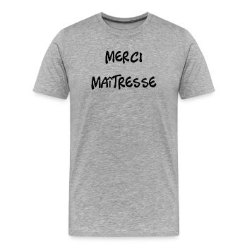 THANK YOU. MISTRESS. THANK YOU MISTRESS. MISTRESS - Men's Premium Organic T-Shirt - heather grey - Front - Damien (186cm)