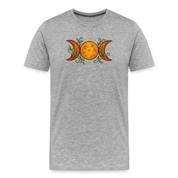 Himmlische Mondphasen mit botanischen Akzenten - Männer Premium Bio T-Shirt - Grau meliert - Vorne - Damien (186cm)