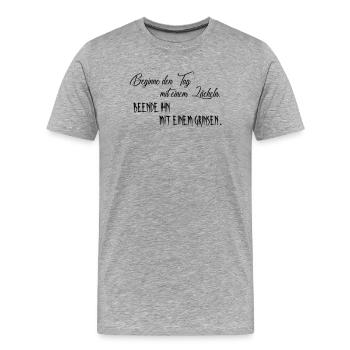 Start the day - Men's Premium Organic T-Shirt - heather grey - Front - Damien (186cm)