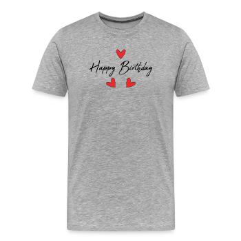 ALLES GUTE ZUM GEBURTSTAG. HERZ. ICH LIEBE DICH. LIEBE. ICH LIEBE DICH - Männer Premium Bio T-Shirt - Grau meliert - Vorne - Damien (186cm)