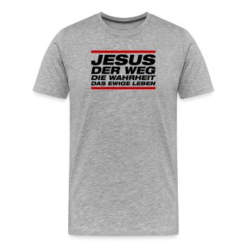 Jésus - La Voie, La Vérité, La Vie, - T-shirt bio Premium Homme - gris chiné - Devant - Damien (186cm)