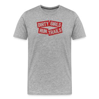 Dirty Girls laufen Trails - Männer Premium Bio T-Shirt - Grau meliert - Vorne - Damien (186cm)