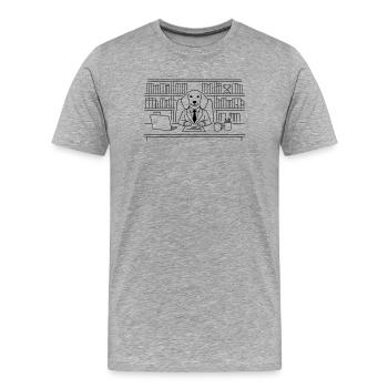 Hund im Büro Chef Dackel Minimalitisch Line Art - Männer Premium Bio T-Shirt - Grau meliert - Vorne - Damien (186cm)