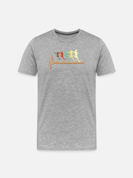 Football Heartbeat Retro Vintage Soccer Player - Men's Premium Organic T-Shirt - heather grey