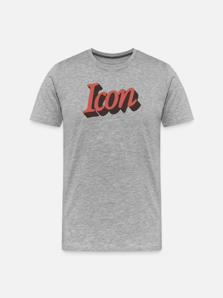 Retro Icon Script in Herbstorange - Männer Premium Bio T-Shirt - Grau meliert