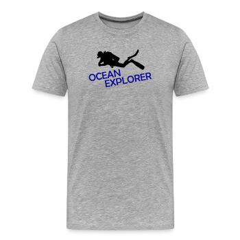 Explorateur de l’océan - T-shirt bio Premium Homme - gris chiné - Devant - Damien (186cm)