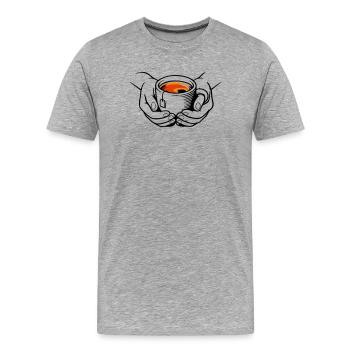 Cup - Men's Premium Organic T-Shirt - heather grey - Front - Damien (186cm)