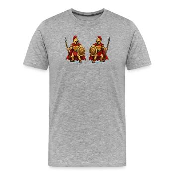 Double Gladiator Pixel Art - Men's Premium Organic T-Shirt - heather grey - Front - Damien (186cm)