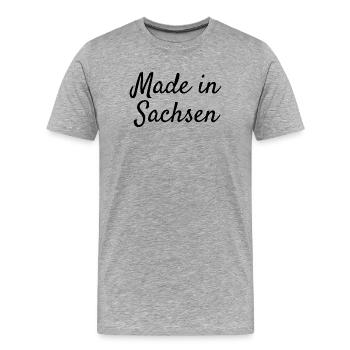Made in Sachsen - Männer Premium Bio T-Shirt - Grau meliert - Vorne - Damien (186cm)