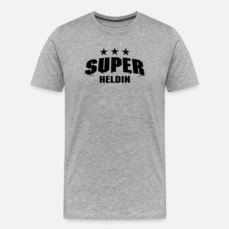 Super Heldin - Männer Premium Bio T-Shirt - Grau meliert