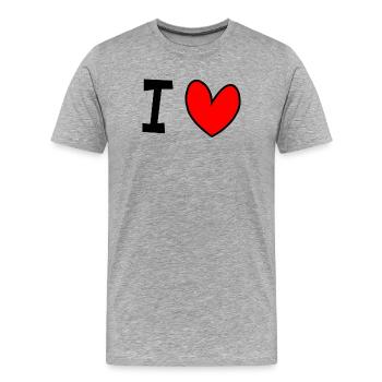I love - Männer Premium Bio T-Shirt - Grau meliert - Vorne - Damien (186cm)