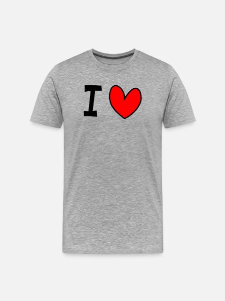 I love - Männer Premium Bio T-Shirt - Grau meliert