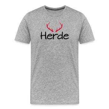 Herde Geweih Hirschgeweih - Männer Premium Bio T-Shirt - Grau meliert - Vorne - Damien (186cm)