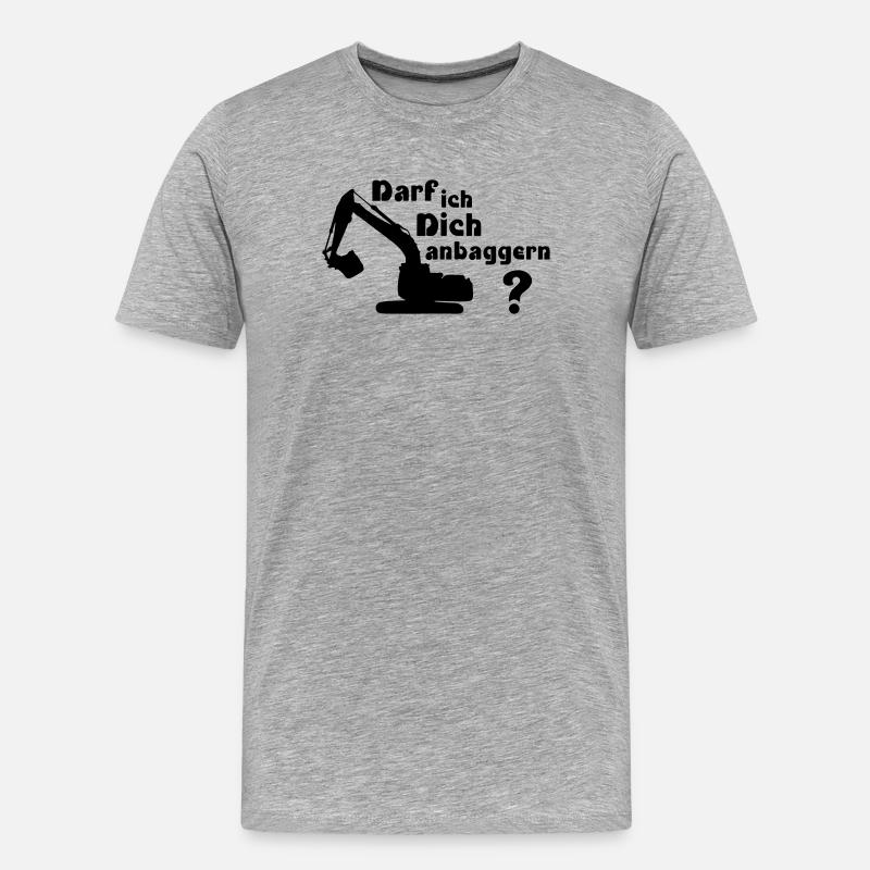 Darf ich Dich anbaggern? - Männer Premium Bio T-Shirt - Grau meliert