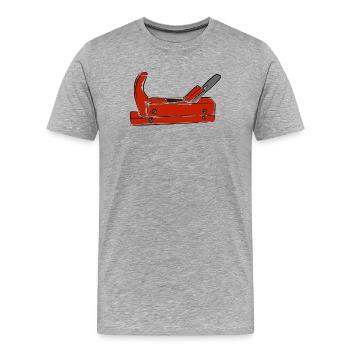 Schreiner Hobel Motiv - Männer Premium Bio T-Shirt - Grau meliert - Vorne - Damien (186cm)