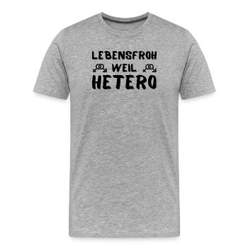 Auf hetero getestet Geschenkidee - Männer Premium Bio T-Shirt - Grau meliert - Vorne - Damien (186cm)
