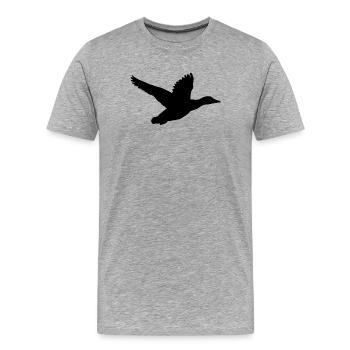 Ente im Flug - Männer Premium Bio T-Shirt - Grau meliert - Vorne - Damien (186cm)