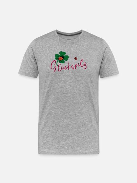 Lucky mushroom, cloverleaf, ladybug - Men's Premium Organic T-Shirt - heather grey
