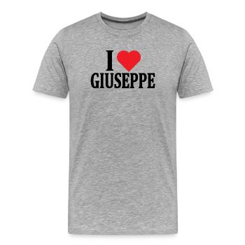 t-shirt I love Giuseppe t-shirt gift idea - Men's Premium Organic T-Shirt - heather grey - Front - Damien (186cm)