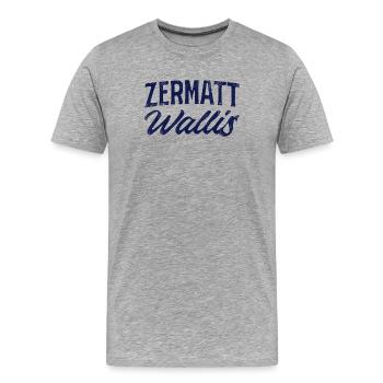 Zermatt Wallis Alpine Script - Männer Premium Bio T-Shirt - Grau meliert - Vorne - Damien (186cm)