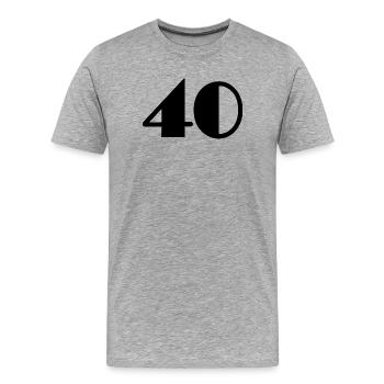 40. 40 ANS. 40e ANNIVERSAIRE. ANNIVERSAIRE 40 ANS. - T-shirt bio Premium Homme - gris chiné - Devant - Damien (186cm)