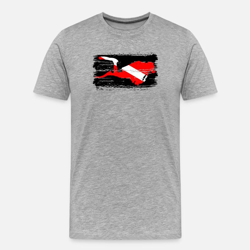 Diagonal Crimson Splash auf Schwarz - Männer Premium Bio T-Shirt - Grau meliert