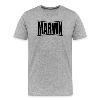 T-Shirt Marvin T-Shirt Geschenkidee - Männer Premium Bio T-Shirt - Grau meliert - Vorne - Damien (186cm)