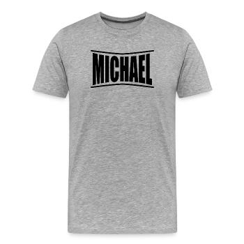 t-shirt Michael t-shirt idée cadeau - T-shirt bio Premium Homme - gris chiné - Devant - Damien (186cm)