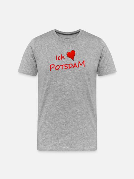 ICH LIEBE POTSDAM - Männer Premium Bio T-Shirt - Grau meliert