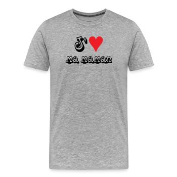 J'aime ma maman - T-shirt bio Premium Homme - gris chiné - Devant - Damien (186cm)