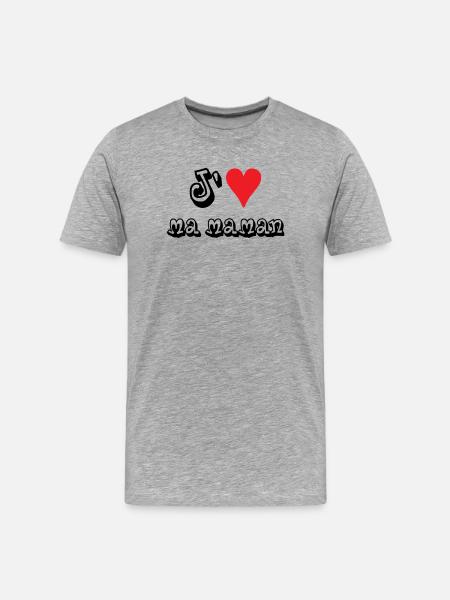 J'aime ma maman - T-shirt bio Premium Homme - gris chiné