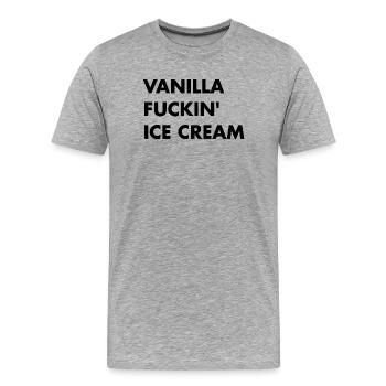 Vanille Eis - schwarzer Schriftzug - Männer Premium Bio T-Shirt - Grau meliert - Vorne - Damien (186cm)