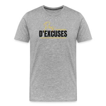 No Excuses - Men's Premium Organic T-Shirt - heather grey - Front - Damien (186cm)