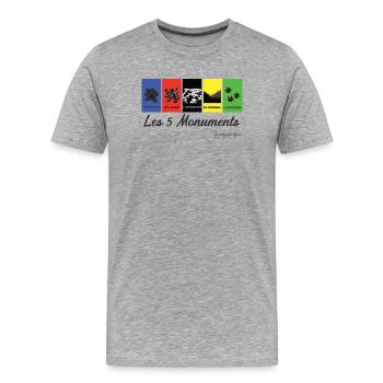 Les 5 monuments cycliste - T-shirt bio Premium Homme - gris chiné - Devant - Damien (186cm)