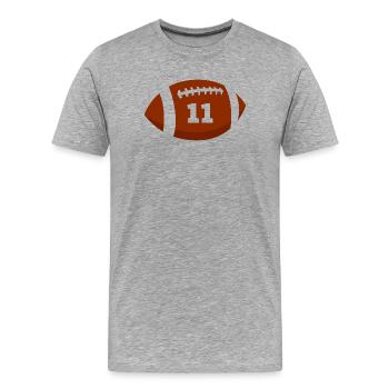 Nummer 11 Rugby - Rugby zum 11-jährigen Jubiläum - Männer Premium Bio T-Shirt - Grau meliert - Vorne - Damien (186cm)