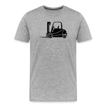 Gabelstapler Silhouette: Transport & Staplerfahrer - Männer Premium Bio T-Shirt - Grau meliert - Vorne - Damien (186cm)