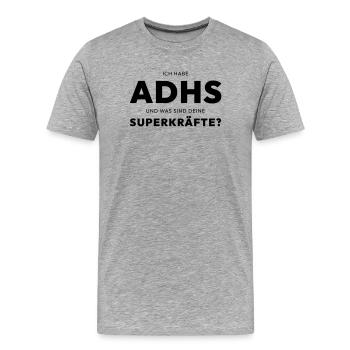 ADHS - Männer Premium Bio T-Shirt - Grau meliert - Vorne - Damien (186cm)