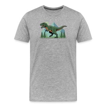T-Rex Dinosaure Tyrannosaurus Rex - T-shirt bio Premium Homme - gris chiné - Devant - Damien (186cm)
